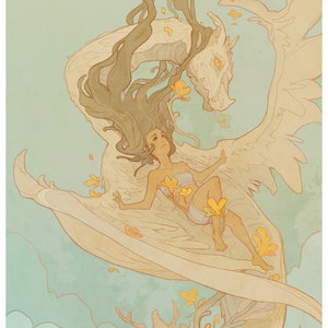 Free Falling With You // Fantasy Dragon art print