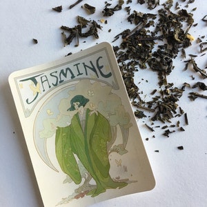 Jasmine Vinyl Tea Sticker - Label - art nouveau design