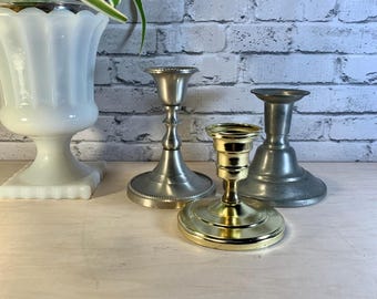 Vintage Brass Candle Stick Holders, Pillar candle stick holders, Vintage Home Decor, Vintage Table Settings, Granny Cottage Decor, Farmhouse