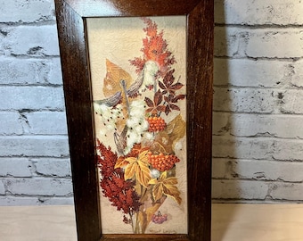 Vintage Robert Laessig floral print featuring fall leave. Granny Decor, Cottage Core, Farmhouse, Vintage Home Decor