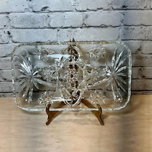 Vintage Anchor Hocking Early American Prescut EAPC pressed glass rectangular serving tray. Granny Decor, Cottage Core, Farmhouse, Home Decor