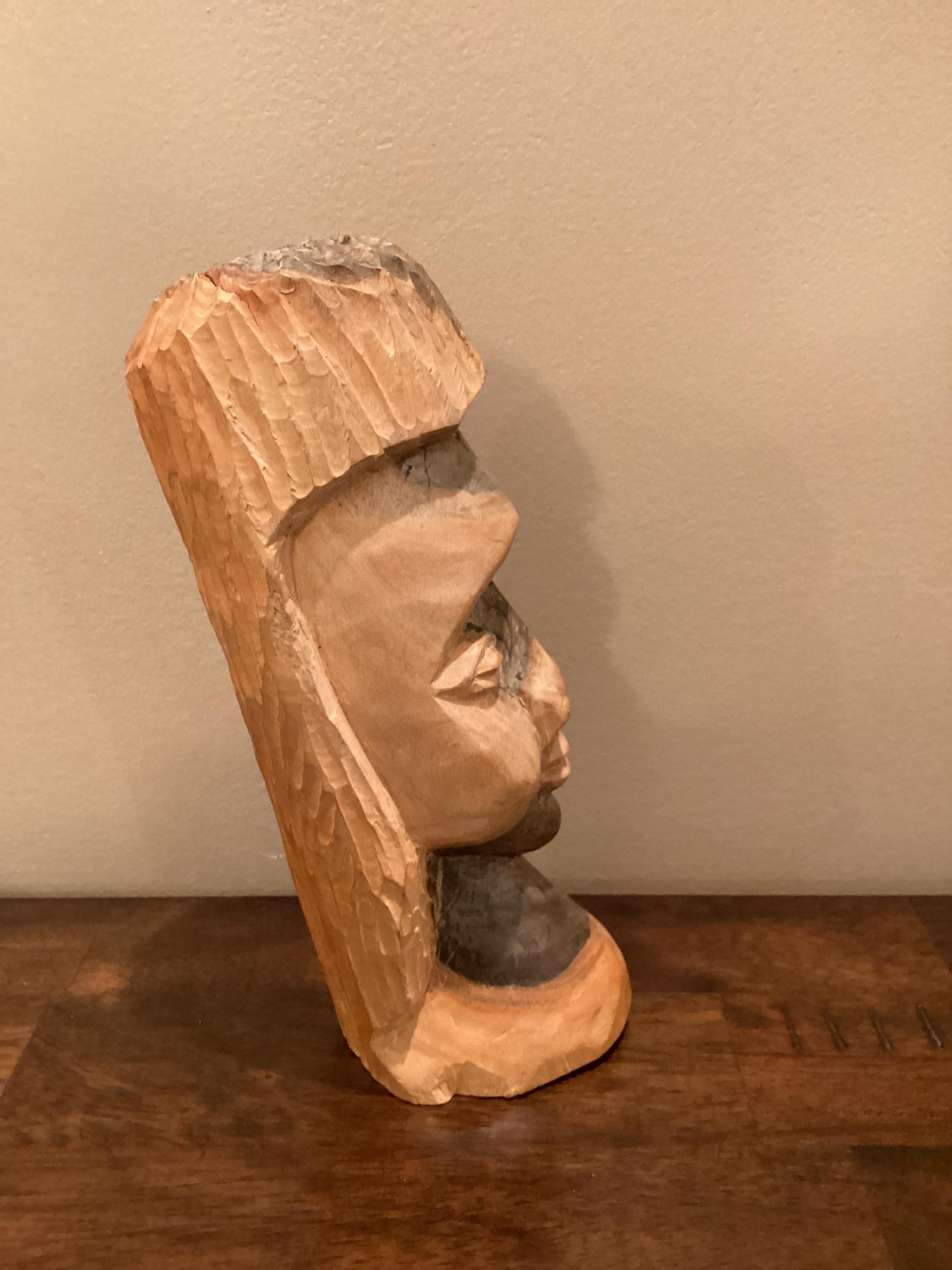 Hand Carved Wooden Folk Art Head - Etsy