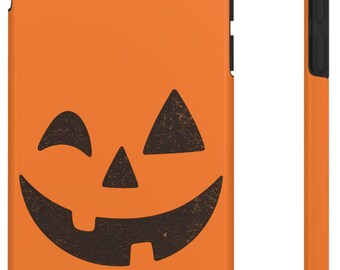 Funda minimalista para teléfono Samsung Galaxy con diseño de calabaza de Halloween, funda para teléfono con cara de calabaza, funda para teléfono espeluznante, funda para teléfono con diseño de calabaza