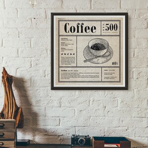 Coffee Poster - Vintage Printable Wall Art for Kitchen Decor, Retro Coffee Wall Art, Home Cafe Decor & Gift Idea