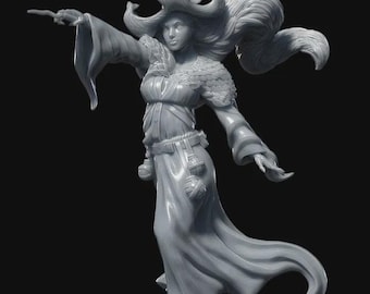 Miniatura de bruja de DnD, figura de resina de hechicera fantástica, modelo sin pintar para juegos de rol de mesa.