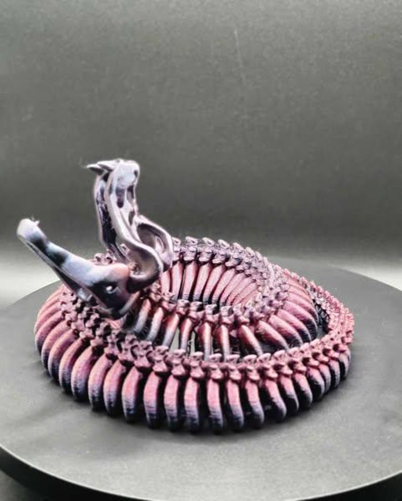3D Printed Articulated Skeleton Snake: Posable Reptile Toy, Gothic ...