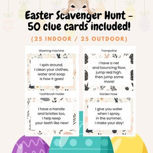Easter Scavenger Hunt For Kids, Indoor Outdoor Easter Game, Treasure Hunt Clues, Easter Hunt Clues, Easter Egg Hunt, Kids Easter Activities