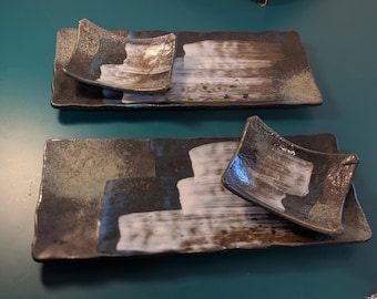 Set da sushi in ceramica giapponese, dipinto a mano.