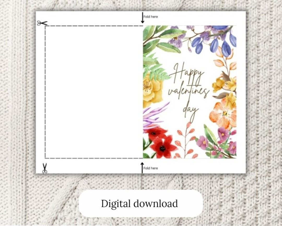 Printable Floral Valentines Day Card, Digital Download, Perfect for Him ...