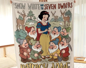 Manta Sherpa personalizada de la Princesa Blancanieves - Manta polar inspirada en Disney con nombre personalizado - Regalo mágico de cumpleaños para niñas y niños