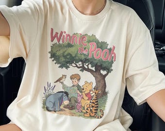 Camiseta vintage de Winnie the Pooh y sus amigos, camiseta Comfort Colors de Disney Pooh, camiseta de Pooh Bear, camiseta para viaje familiar a Disney 2026, camiseta para viaje a Disney