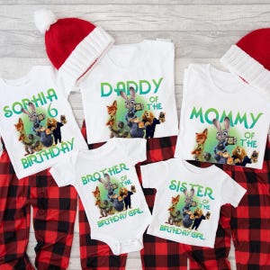 Personalized Name Age Zootopia 2 Birthday Shirt, Disney Judy Hopps Nick Wilde Gary De'Snake Birthday Present Gift, Disneyland Family Tee. image 6