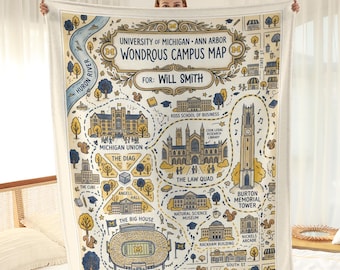 Manta personalizada para campus universitario, manta polar personalizada para la universidad, regalo de graduación 2026, regalo de graduación para estudiantes.