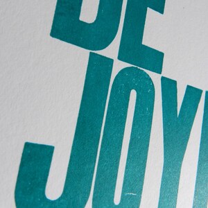 Religious Wall Art, Teal Typography Poster, Be Joyful Always Pray Give Thanks Letterpress Print image 2