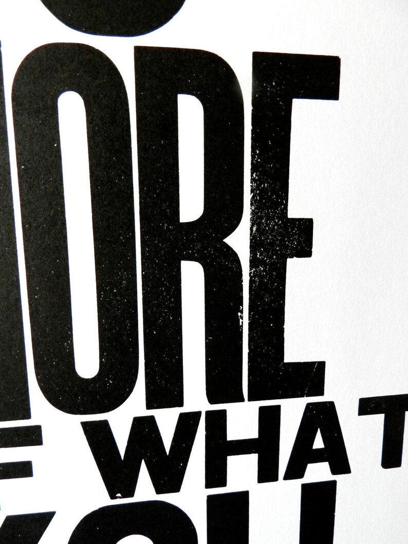 Black and White Wall Art, Do More of What You Love Letterpress Typography Print, Large Simple Bold Letters image 3