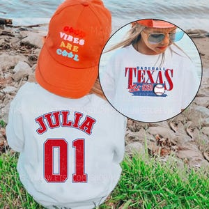 Gepersonaliseerde Texaanse honkbal-T-shirts voor volwassenen en kinderen, aangepaste familie-honkbal-T-shirts, aangepaste T-shirts voor Texaanse honkbalfans