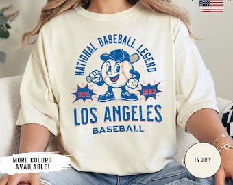 Camiseta de béisbol Comfort Colors de Los Ángeles, camiseta retro de béisbol de Los Ángeles, camiseta para el día del partido de Los Ángeles, ropa deportiva de Los Ángeles, regalo MH1