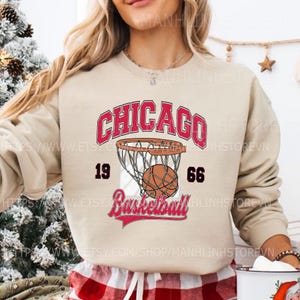 Vintage Style Chicago Crewneck Sweatshirt, Chicago Basketball Sweatshirt, Chicago Shirt, Chicago Basketball Fan Tee, Best Gift