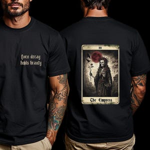 Camiseta gótica de la Carta del Tarot de la Emperatriz, sudadera con capucha, sudadera de manga larga, ropa de calle de la Reina Esqueleto Oscuro, estética grunge de witchcore oculto