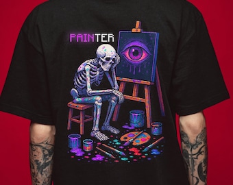 Gothic Pixel Art Professions Hand Drawn Painter Design Graphic Tee