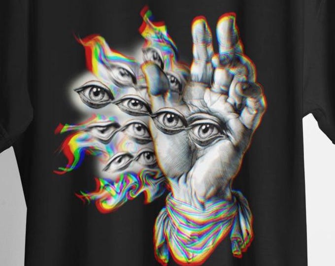 Trippy Hand Eye Graphic Tee: Psychedelic Surreal Art T-Shirt