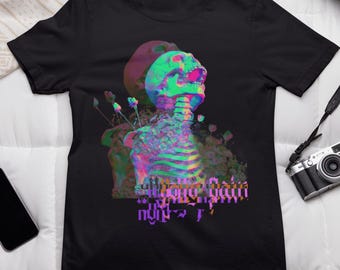 Glitch Skull T-Shirt: Cyberpunk Skeleton, Vaporwave Streetwear