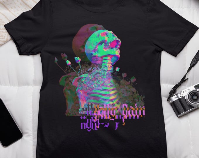 Glitch Skull T-Shirt: Cyberpunk Skeleton, Vaporwave Streetwear