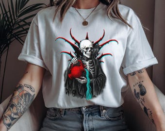 Aquarius Skeleton T-Shirt: Gothic Zodiac Glitchcore Streetwear