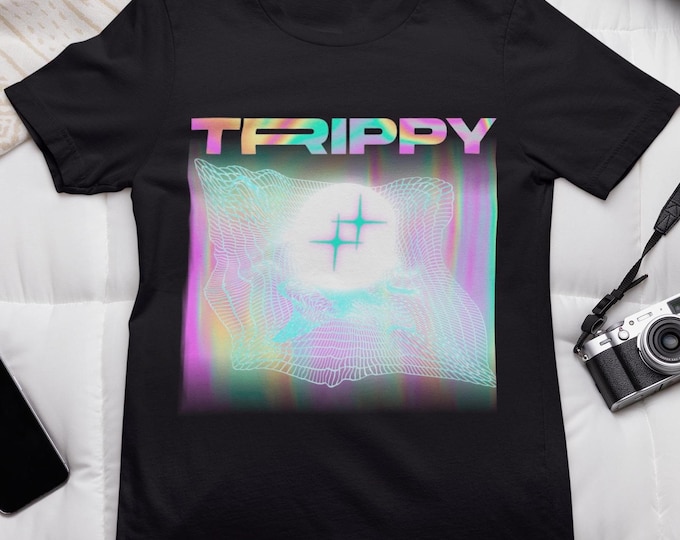 Trippy Psychedelic T-Shirt: Holographic Cyberpunk Rave Tee