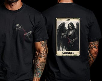 Gothic Temperance Tarot Card Shirt: Dark Occult Angel Streetwear