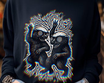 Trippy Animal Glitchcore Shirt: Psychedelic Rave Streetwear
