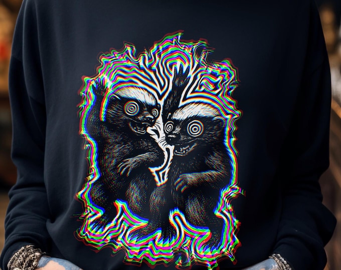 Trippy Animal Glitchcore Shirt: Psychedelic Rave Streetwear
