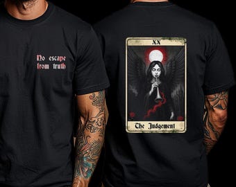 Judgement Tarot T-Shirt: Gothic Occult Streetwear, Dark Angel Design
