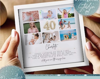 Gepersonaliseerde 40e verjaardag fotocollage, 40e verjaardagscadeau, 40e viering muurkunst, 40-jarige cadeau, cadeau beste vriend, feestvarken