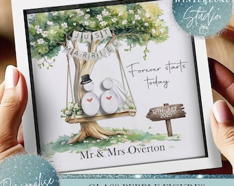 Personalised Wedding Pebble Art frame, Anniversary bride and groom frame , Framed Mr & Mrs Pebble Art Wedding Gift, On Your Wedding Day gift