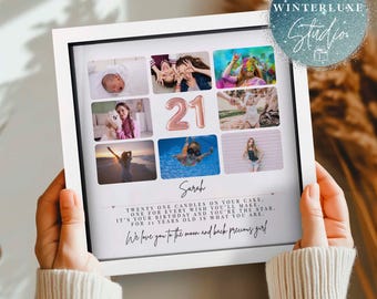 Personalised 21st Birthday Photo Collage, 21st Birthday Gift, 21st Celebration Wall Art, 21 Year Old Gift, Best Friend gift, birthday girl