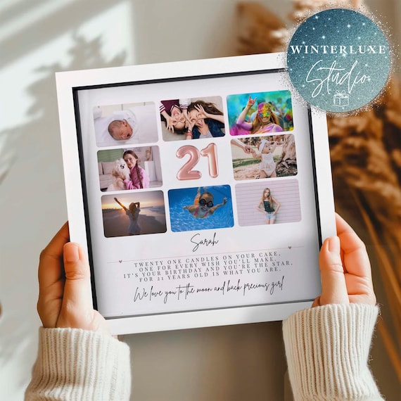 Personalised 21st Birthday Photo Collage, 21st Birthday Gift, 21st Celebration Wall Art, 21 Year Old Gift, Best Friend gift, birthday girl