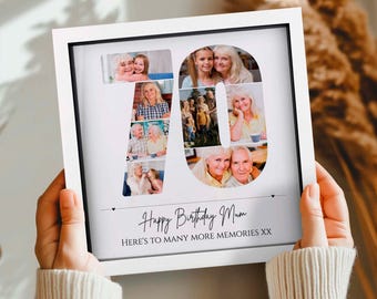 Personalised 70th Birthday Photo Collage, 70th Birthday Gift, 70th Birthday Framed Print, 70 Year Old Gift, Number Collage, Best Friend gift