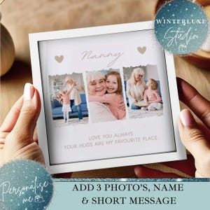Nanny Photo Frame Gift – Nanny, Nanna, Nan Present with Framed Print – Personalised Grandchild Gift for Birthday Christmas or Mother&#39;s Day