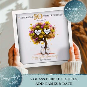 Personalised 50th Wedding anniversary Gift, Family tree framed print, Golden wedding anniversary gift, Custom anniversary milestone gift,