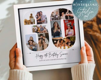 Personalisierte 30. Geburtstag Foto-Collage, 30. Geburtstag Geschenk, 30. Geburtstag gerahmter Druck, 30 Jahre altes Geschenk, Zahlen Collage, Geschenk für den besten Freund