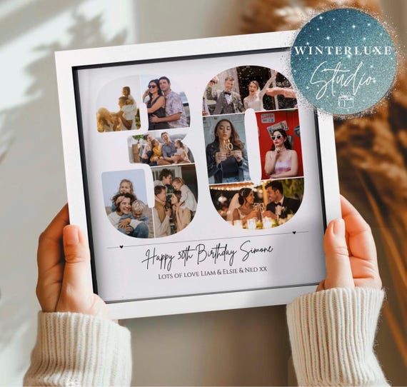 Personalised 30th Birthday Photo Collage, 30th Birthday Gift, 30th Birthday Framed Print, 30 Year Old Gift, Number Collage, Best Friend gift