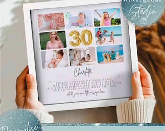 Personalised 30th Birthday Photo Collage, 30th Birthday Gift, 30th Celebration Wall Art, 30 Year Old Gift, Best Friend gift, birthday girl