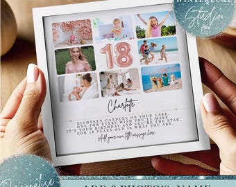 Collage photo personnalisé pour 18e anniversaire, cadeau 18e anniversaire, art mural célébration 18e anniversaire, cadeau 18 ans, cadeau meilleur ami, anniversaire fille