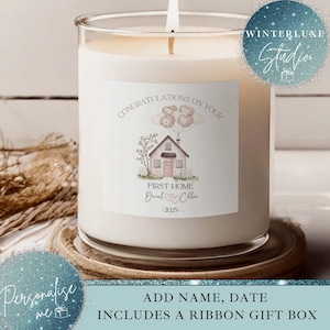 Personalized First Home Candle, Vanilla Scent, 40-Hour Burn