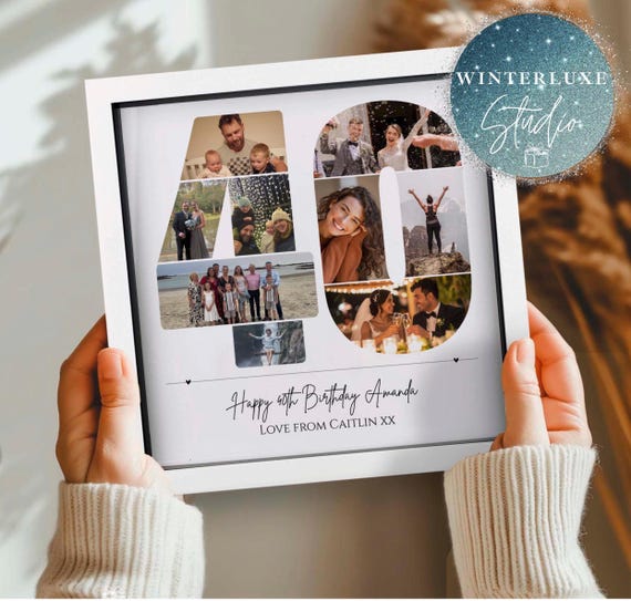 Personalised 40th Birthday Photo Collage, 40th Birthday Gift, 40th Birthday Framed Print, 40 Year Old Gift, Number Collage, Best Friend gift