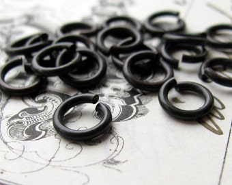 7mm black brass jump rings, 17 gauge (20 jumprings)  oxidized patina, lead nickel free, made in USA