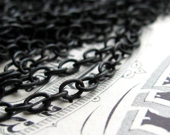 Pure brass chain 24ga oval soldered links, black brass cable chain, 4x3mm (per foot) bulk oxidized, made in the USA