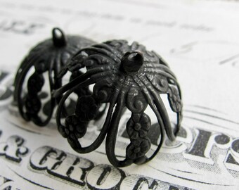 Oxidized Busy Bee Charms Brass Stampings - Filigree & Me