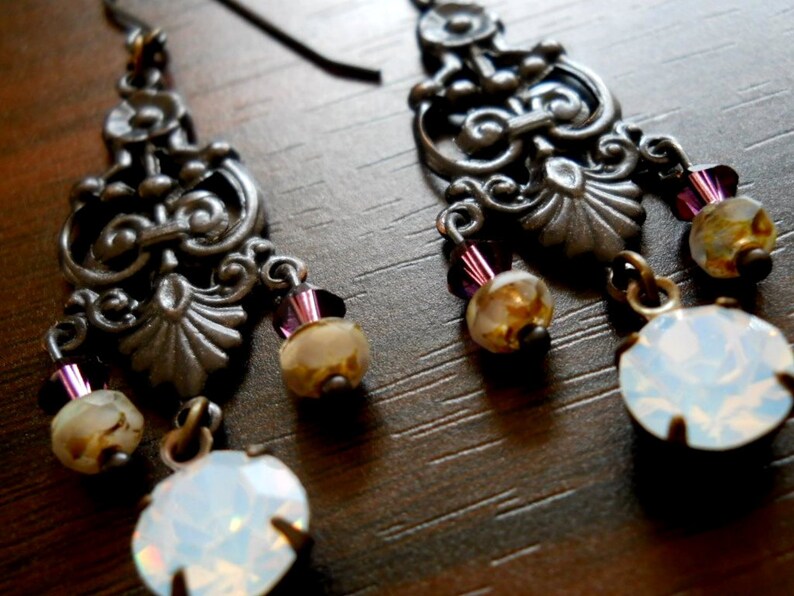 Decorative chandelier earring link 35mm black antiqued brass Etsy